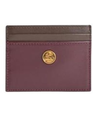 Etro Two-Tone Leather Card Holder - Purple