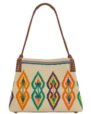 Etro Medium Canvas Libra Tote Bag With Embroidery - White