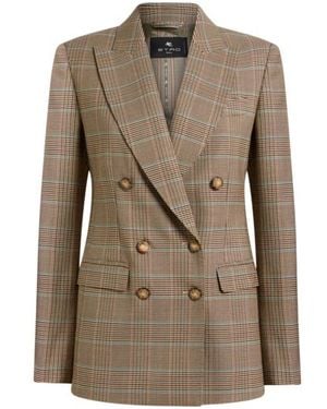 Etro Veste Croisée En Laine Stretch À Motif Prince De Galles, Femme, Taille - Neutre