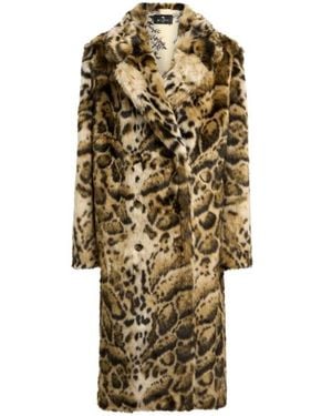 Etro Faux Fur Coat With Leopard Motif - Metallic