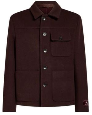 Etro Wool And Cashmere Jacquard Overshirt - Purple