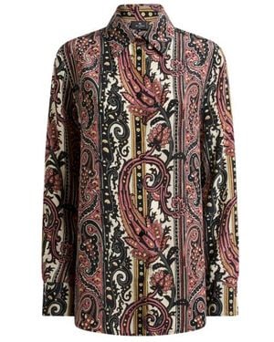 Etro Silk Shirt With Leafy Paisley Motif - Red
