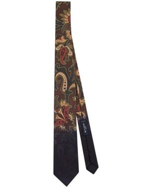 Etro Silk Tie With Floral Paisley Motif - White