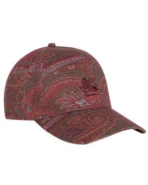 Etro Cotton Baseball Hat With Arnica Motif - Red