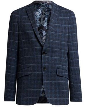 Etro Single-Breasted Jacket With Check Motif - Blue