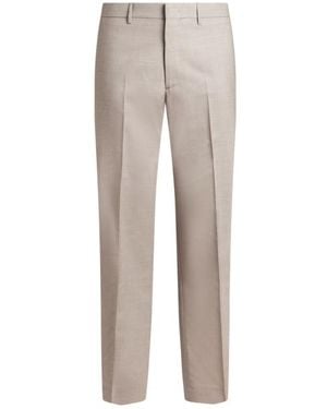 Etro Slub Wool-Blend Pants - Gray