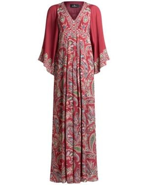 Etro Long Dress With Floral Paisley Print - Red