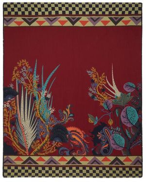 Etro Plaid En Laine À Imprimé Paisley Marin - Rouge