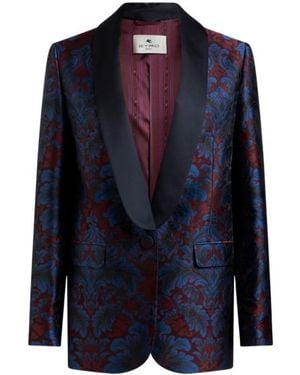 Etro Silk-Blend Jacquard Jacket - Blue