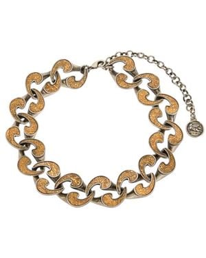 Etro Dual-Finish Paisley Necklace - Metallic