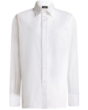 Etro Cotton Shirt With Silk Insert On The Back - White