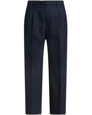Etro Printed Wool Pants - Blue
