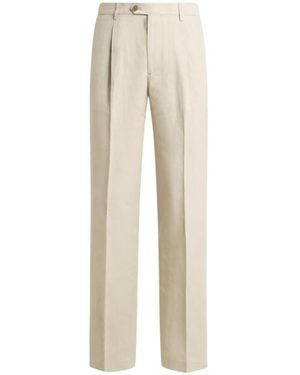Etro Regular-Fit Silk-Blend Trousers With Pleat Detail - Natural
