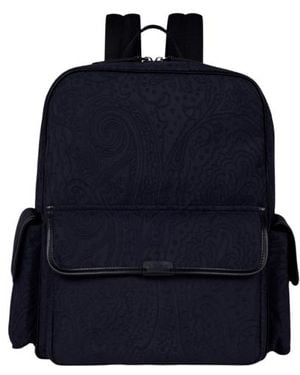 Etro Sac À Dos En Nylon Jacquard, Homme - Bleu