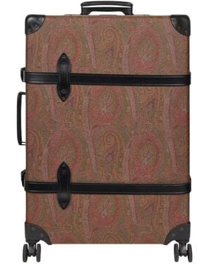 Etro X Globe-Trotter Large Arnica And Leather Carry-On With Buckles - Brown
