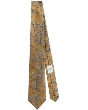Etro Silk Jacquard Tie With Floral Paisley Motif - Natural