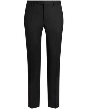 Etro Slim-Fit Trousers With Silk Details - Black