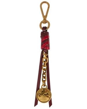 Etro Charm En Cuir Avec Pièce De Monnaie Pegaso, Femme - Blanc
