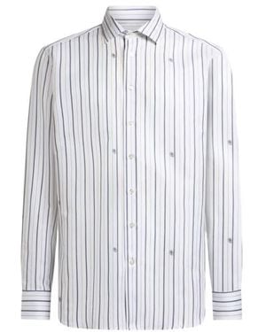 Etro Striped Cotton Jacquard Shirt - White