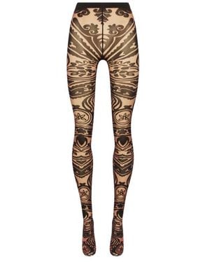 Etro Paisley-Tattoo-Strumpfhose, Damen, Größe - Natur