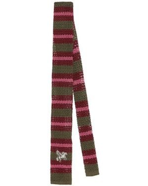 Etro Knit Silk Tie With Stripes And Pegaso - Purple