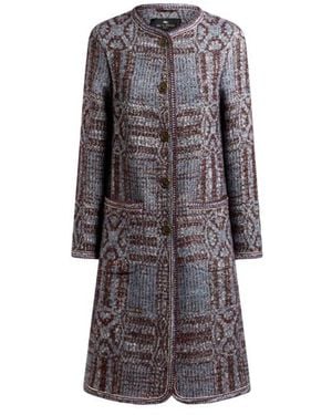 Etro Bouclé Jacquard Coat - Gray
