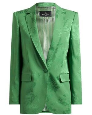 Etro Veste Droite En Jacquard À Motif Floral, Femme, Taille - Vert