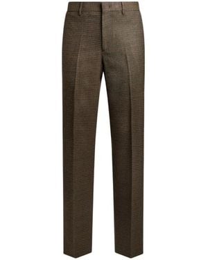 Etro Wool Trousers With Micro Houndstooth Motif - Grey