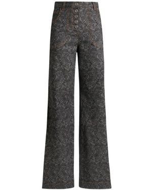 Etro Jeans Flare Jacquard - Grigio