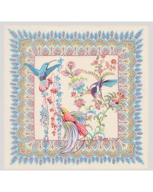 Etro Silk Pocket Square With Flora And Fauna Motif - Gray