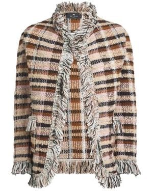 Etro Wool-Blend Jacquard Jacket With Fringing - White