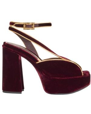 Etro Velvet Platform Sandals With Metallic Trim - Purple