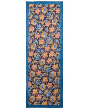 Etro Brushed Cashmere Scarf With Floral Motif - Blue