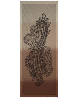 Etro Jacquard Scarf With Placed Paisley Motif - Brown
