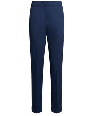 Etro Cropped Stretch Cotton Trousers - Blue