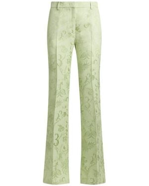 Etro Jacquard Bootcut Trousers With Floral Motif - Green