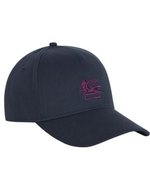 Etro Cotton Baseball Hat With Pegaso Embroidery - Blue