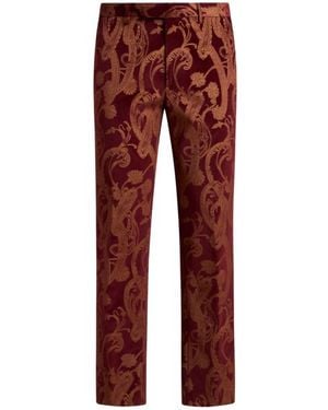 Etro Floral Paisley Cotton Evening Pants - Red