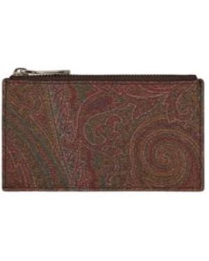 Etro Arnica Card Holder With Zip - Brown