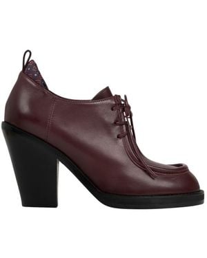 Etro Leather Lace-Up Shoes With Texan Heel - Brown