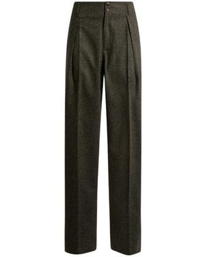 Etro Wool-Blend Jacquard Trousers With Pegaso Buttons - Green