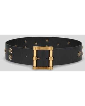 Etro Leather Belt With Studs - Black