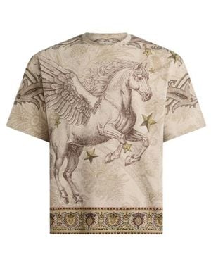 Etro Cotton Jersey T-Shirt With Placed Pegaso Print - White