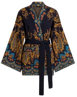Etro Jacquard Kesa Robe With Belt - Black