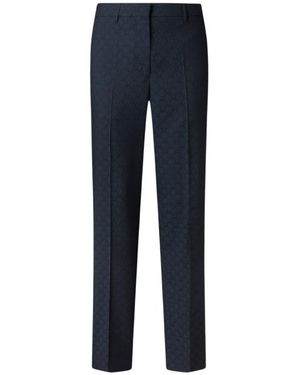 Etro Straight-Leg Wool Jacquard Trousers With Palm Motif - Blue