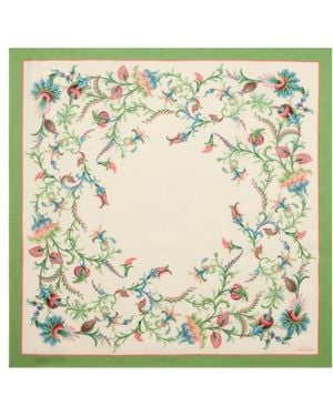 Etro Silk Scarf With Circular Floral Motif - Metallic