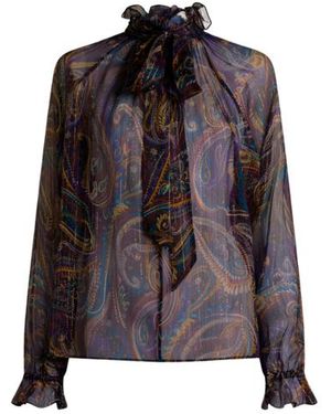 Etro Silk Blouse With Paisley Foliage Motif - Brown