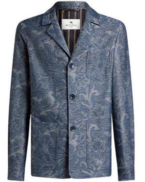 Etro Cotton Jacquard Shirt Jacket - Blue
