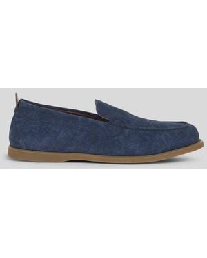 Etro Printed Suede Slip-On Shoes - Blue