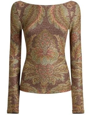 Etro Pullover Aus Jersey Mit Blumenmotiv, Damen, Größe - Braun